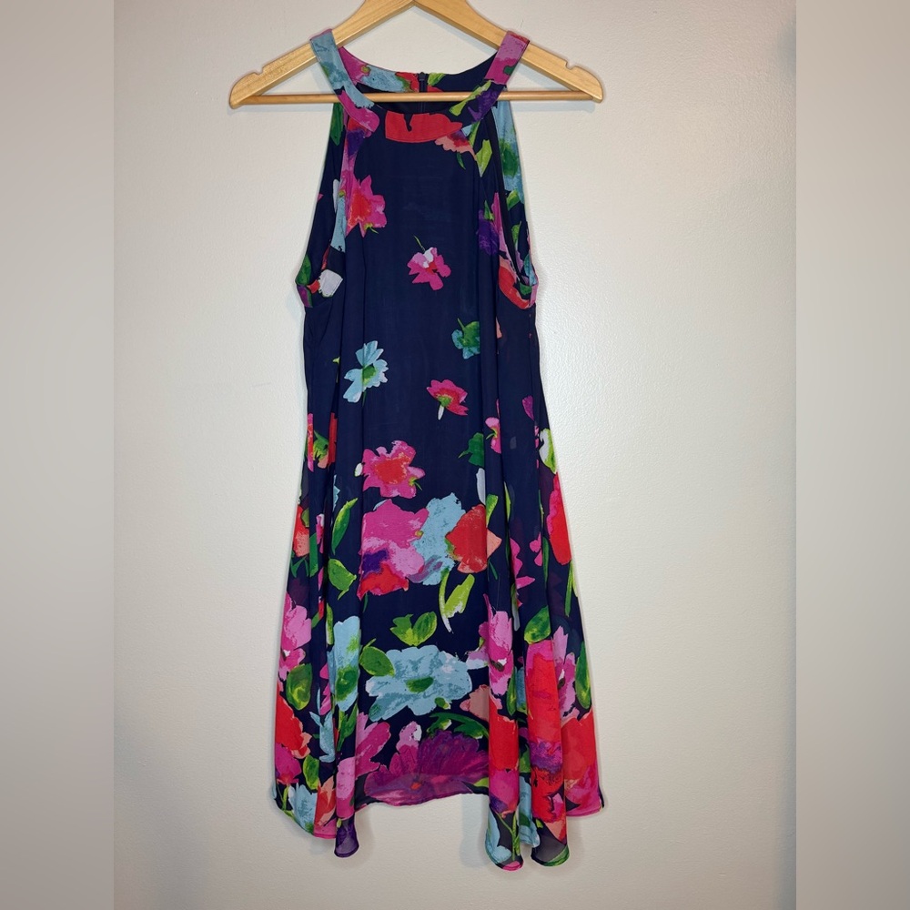 Betsey Johnson Floral Sleeveless Midi Dress‎ Navy Women's 8